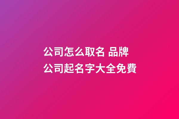 公司怎么取名 品牌公司起名字大全免費